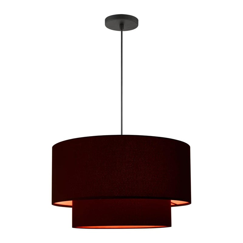 Livex Lighting 45618-04 Sentosa Collection 3-Light Pendant Hanging Light with Black and Orange Hardback Fabric Shade, Black, 20 x 20 x 99 - Image 1